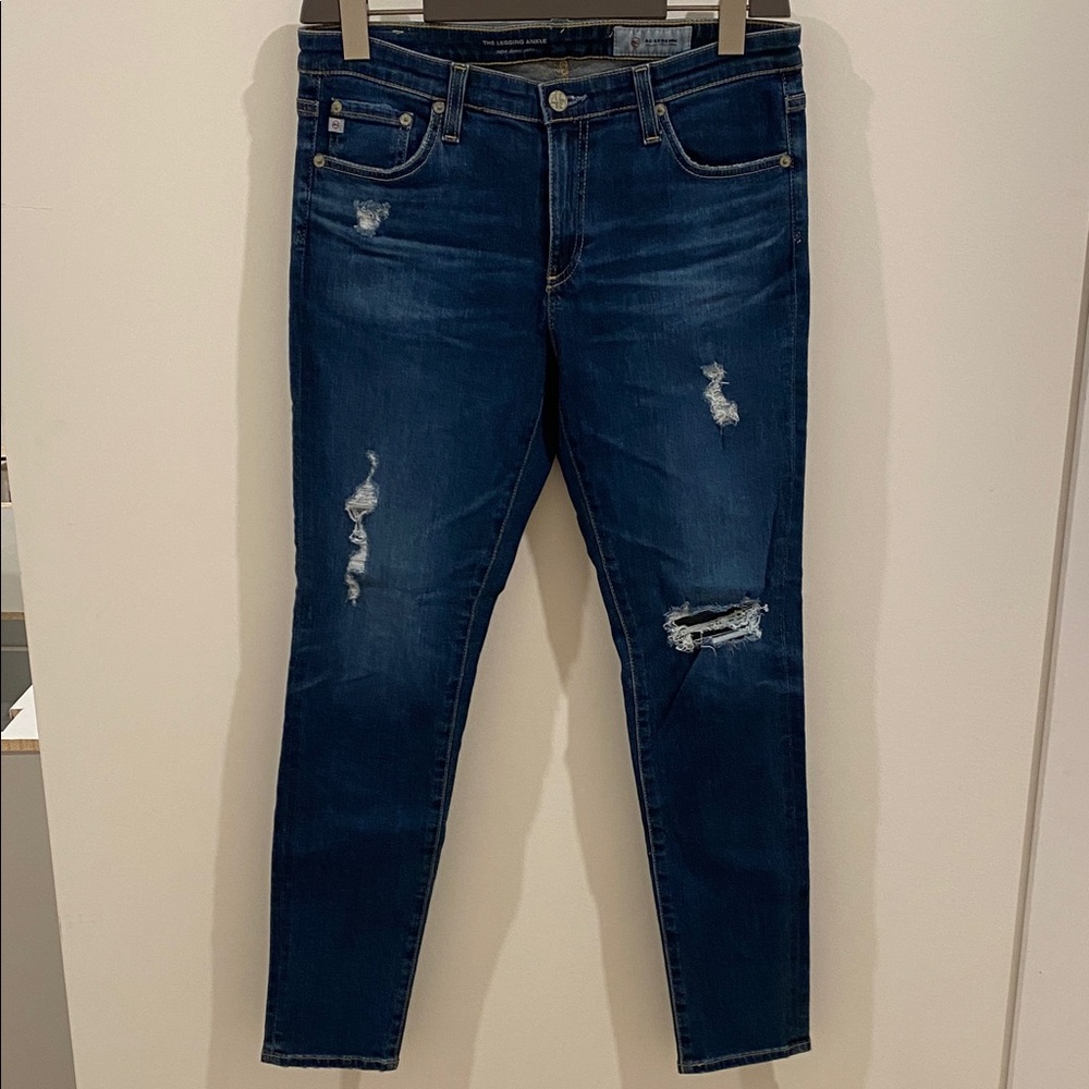 Women's The Legging Ankle Distressed Blue Jeans